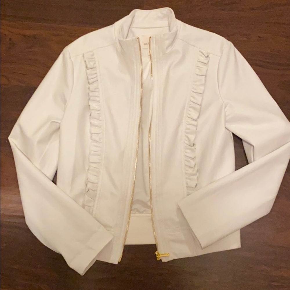 Julie Brown NYC faux white leather jacket small.